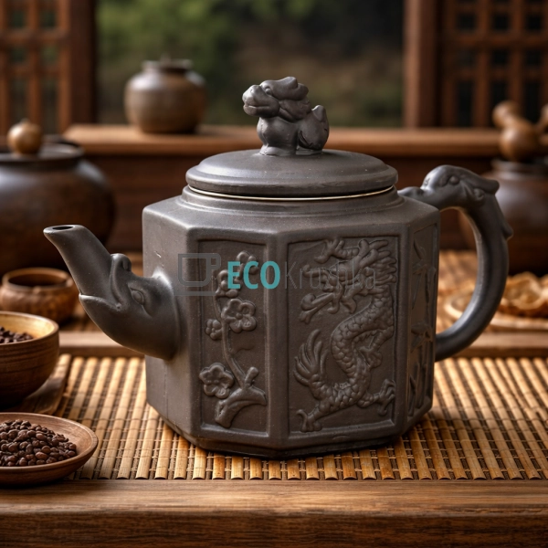 Глиняний чайник 580 мл “Бамбуковий Дракон” (T2566-1)