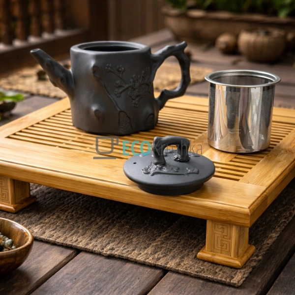 Глиняний чайник 550 мл “Пеньок” темний (T2598-1)