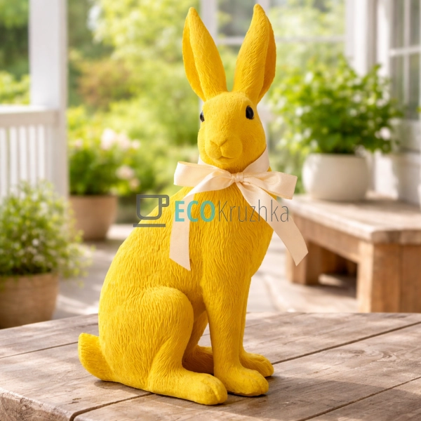 Декоративна фігурка Кролик 35 см з флоковим покриттям жо ...