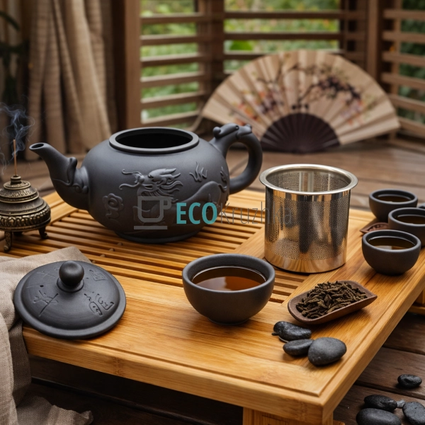 Глиняний чайник 550 мл “Цилінь” темний (T2569-1)