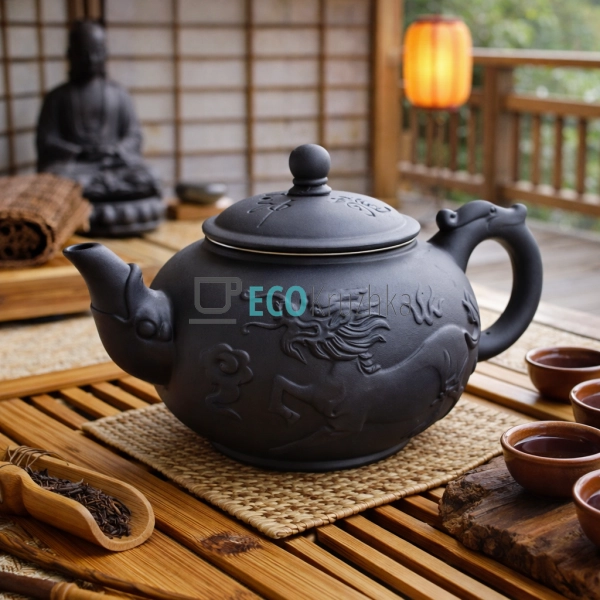Глиняний чайник 550 мл “Цилінь” темний (T2569-1)