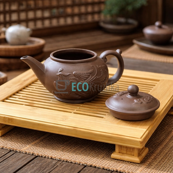 Глиняний чайник 500 мл “Фенікс і Дракон” (T2576)