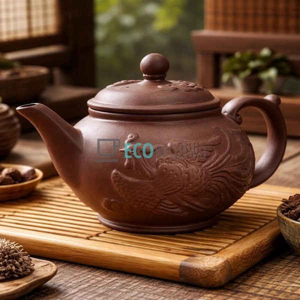 Глиняний чайник 500 мл “Фенікс і Дракон” (T2576)