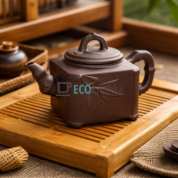 Глиняний чайник 450 мл “Гілка бамбука” (T2591)