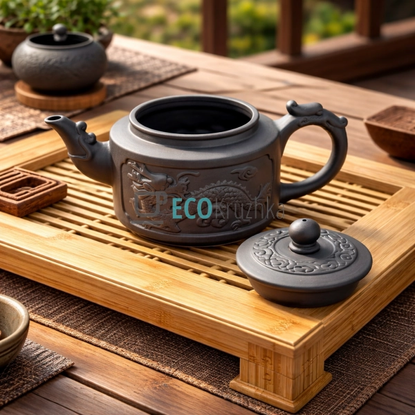 Глиняний чайник 360 мл “Тянь-Лун” темний (T2562-1)