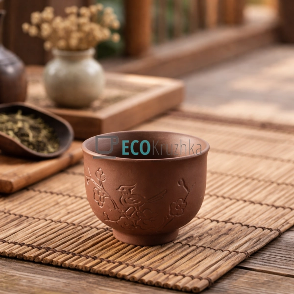 Глиняна піала для чаю 100 мл “Квітуча сакура” (TC058)