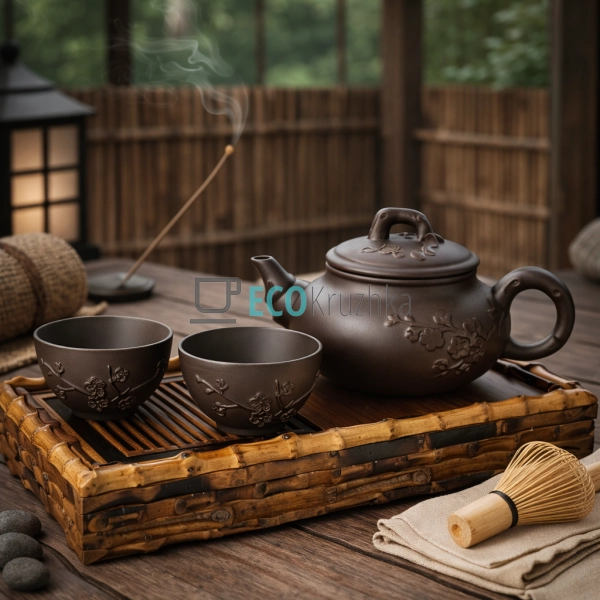 Глиняна піала для чаю 100 мл “Сакура” темний (TC077-1)