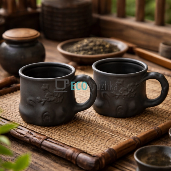 Набір чайних кружок 2 шт 200 мл “Пеньок” темний (TC075-1 ...