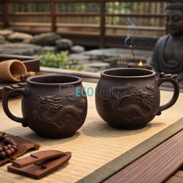 Набір кружок для чаю 2 шт 200 мл “Лун-Дракон” темний (TC ...