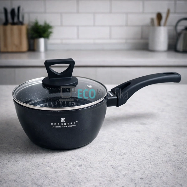 Ківш 18 см із скляною кришкою 1.7 л Edenberg EB-3330