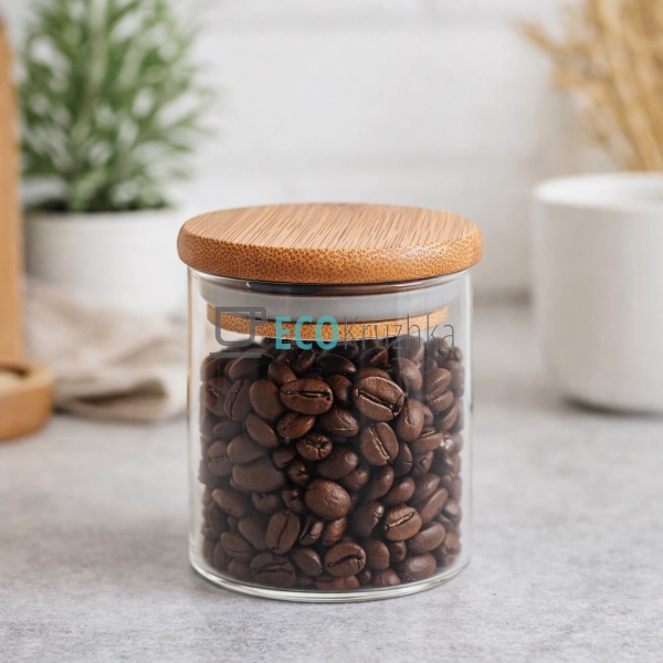 Банка для зберігання 70 мл з бамбуковою кришкою (R101224 ...