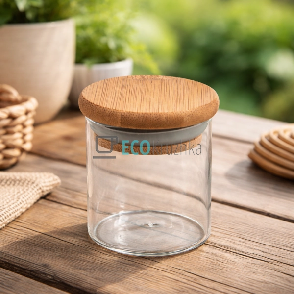 Банка для зберігання 70 мл з бамбуковою кришкою (R101224 ...