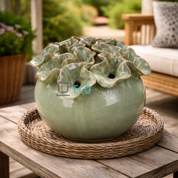 Керамічна ваза Coral 26 х 26 х 21 см зелений (148-022)