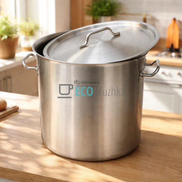 Велика каструля 50л із нержавіючої сталі з кришкою Edenb ...