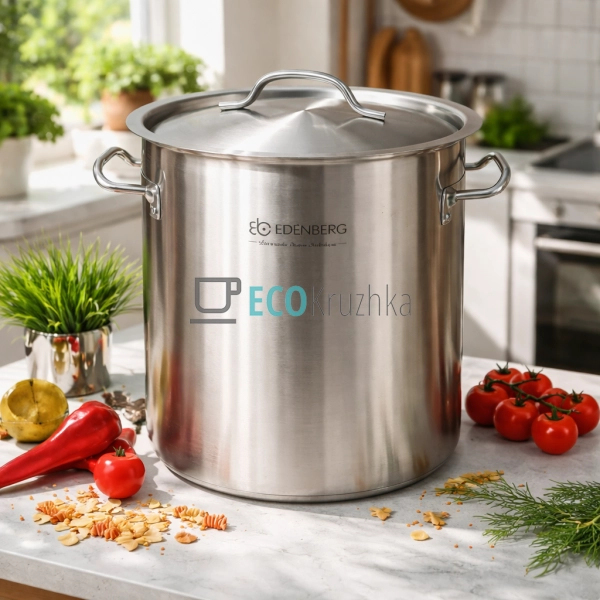 Велика каструля 50л із нержавіючої сталі з кришкою Edenberg EB-3777