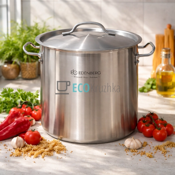Велика каструля 70л із нержавіючої сталі з кришкою Edenberg EB-3778 Велика каструля 70л із нержавіючої сталі з кришкою Edenberg EB-3778