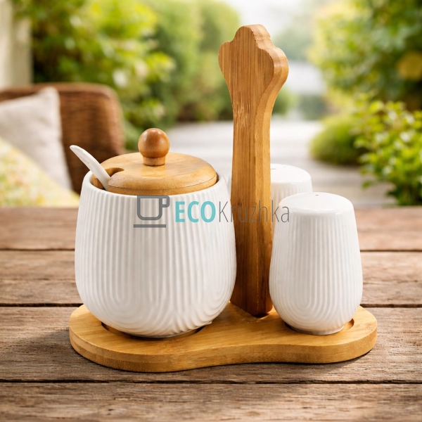 Набір на бамбуковій підставці три предмети Ребристі ( цу ...