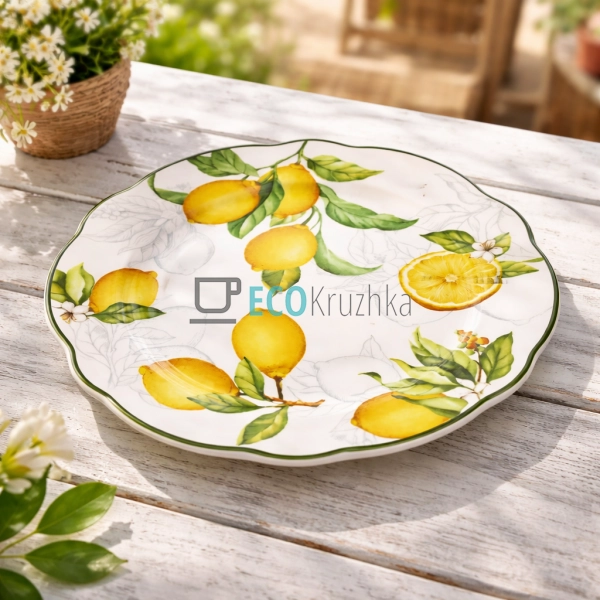 Порцелянова десертна тарілка 19.5 см Сицилійський лимон  ...