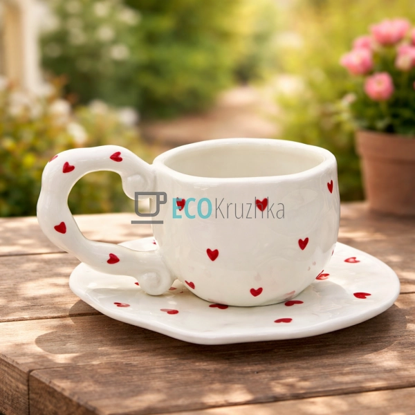 Порцелянова чашка з блюдцем 300 мл Мила серцю (8030-441)