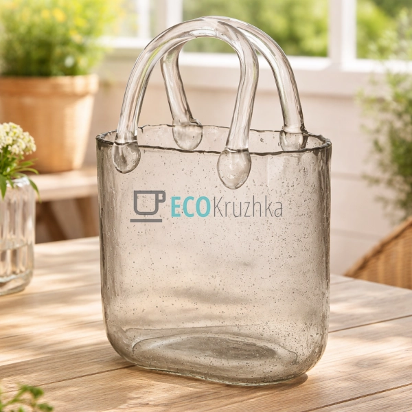 Ваза з прозорого скла у формі Сумочки 15 х 9 х 22.5 см с ...