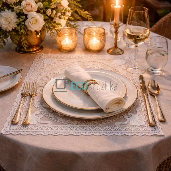 Мереживна серветка на стіл Lace Rosette 30 х 30 см (445- ...