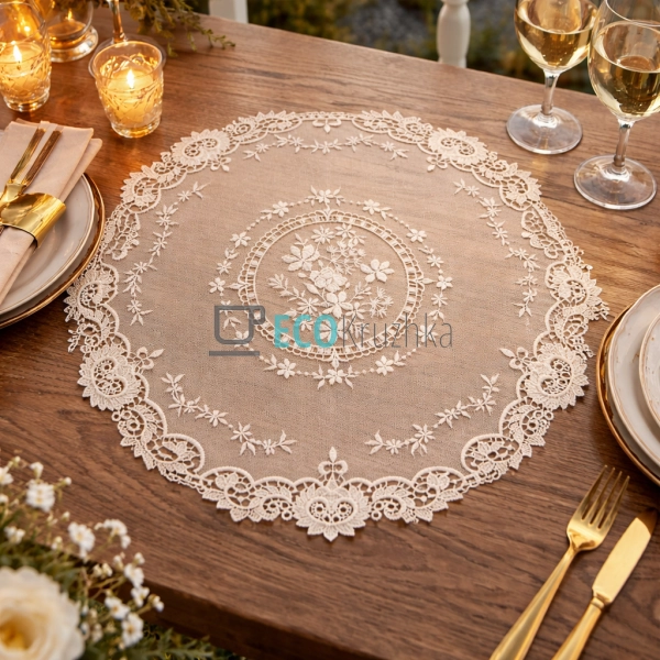 Мереживна серветка на стіл Lace Garland D40см (445-271)