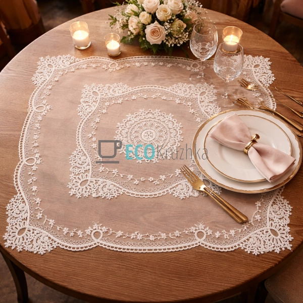 Мереживна серветка на стіл 62 х 62 см (445-281)