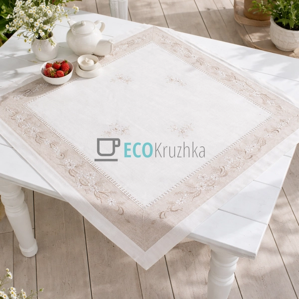 Лляна скатертина з вишивкою на стіл Linen Harmony 90 х 9 ...