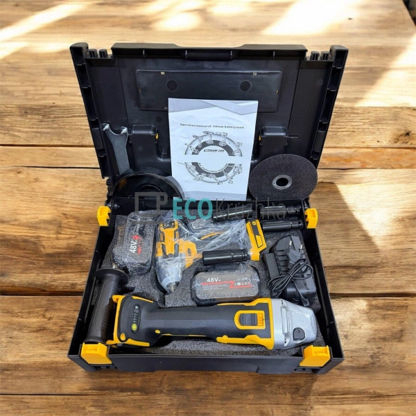 Набір 2в1: акумуляторний гайкокрут та болгарка 48В X331 ... Набір 2в1: акумуляторний гайкокрут та болгарка 48В X331 ...