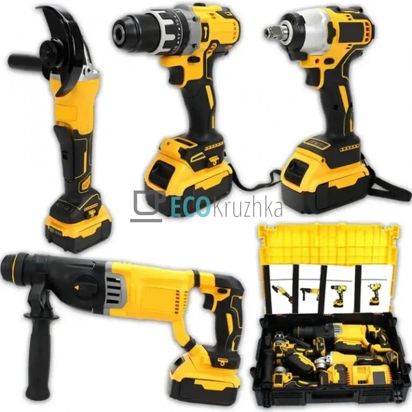 Набір 4в1: шурупокрут, гайковерт, перфоратор, болгарка X ... Набір 4в1: шурупокрут, гайковерт, перфоратор, болгарка X ...