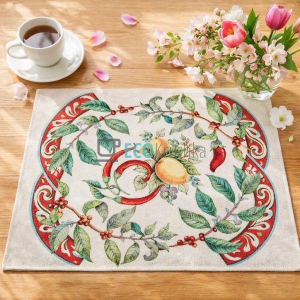Гобеленова серветка на стіл Лимони з перцем Чилі 37 х 49 ... Гобеленова серветка на стіл Лимони з перцем Чилі 37 х 49 ...