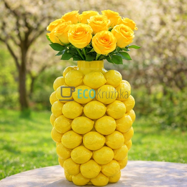 Ваза порцелянова Lemon (Лимон) Жовтий D 26 х 43 см (457-337)