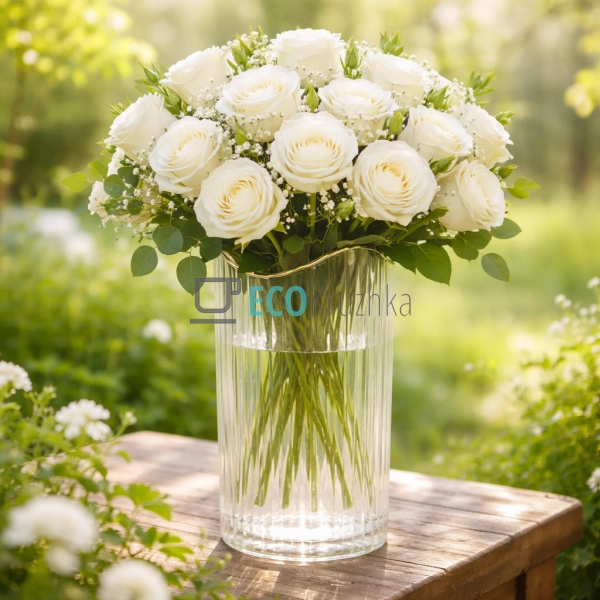 Ваза Гетсбі D11.5 х 25 см, прозора з золотом (527-807)