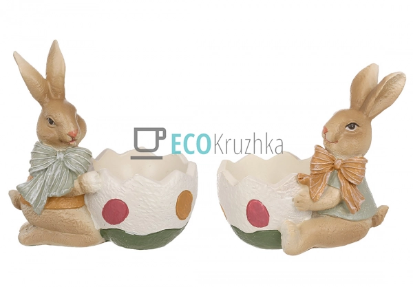 Підставка під яйце Заєць з бантом 9.5×6×9 см, 2 дизайни  ...