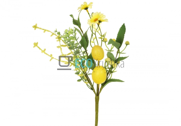 Декоративна штучна гілка з яйцями 36 см для інтер