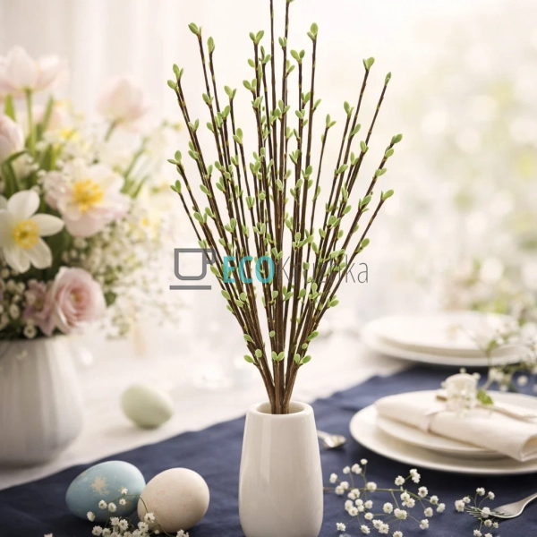 Декоративна штучна гілка зелена 42 см для інтер