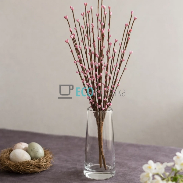 Декоративна штучна гілка рожева 42 см для інтер