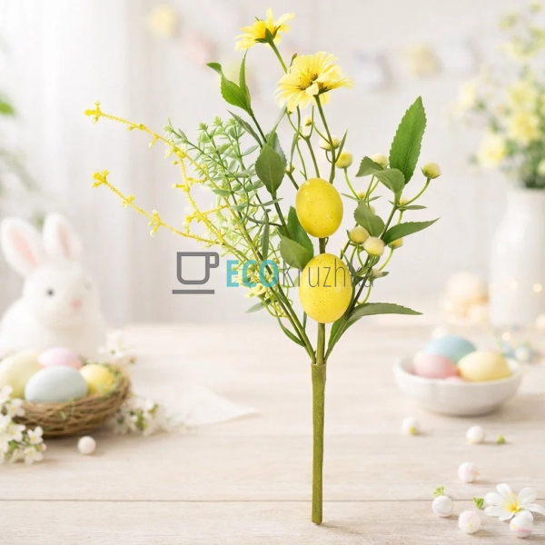 Декоративна штучна гілка з яйцями 36 см для інтер