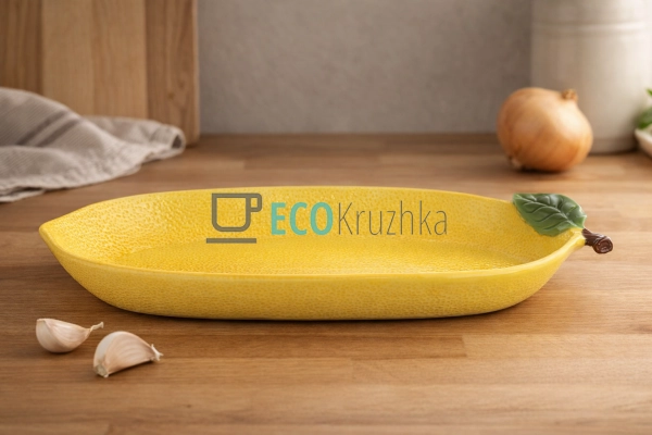 Блюдо керамічне Лимон 34 х 15.6 х 3.5см (304-014)