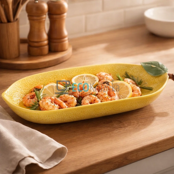 Блюдо керамічне Лимон 34 х 15.6 х 3.5см (304-014)