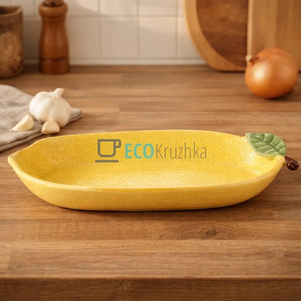 Блюдо керамічне Лимон 34 х 15.6 х 3.5см (304-014)