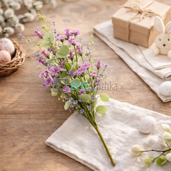 Великодня декоративна гілка з квітами бузкова 50 см для  ...