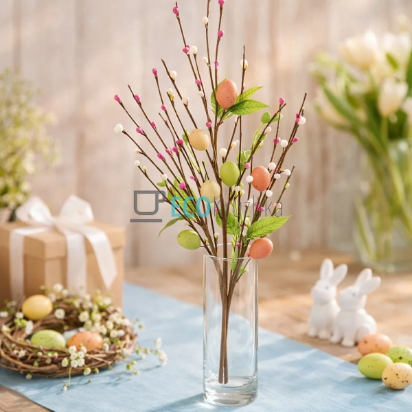 Великодня гілка з яйцями, ягодами та листям 53 см (H39-4 ...
