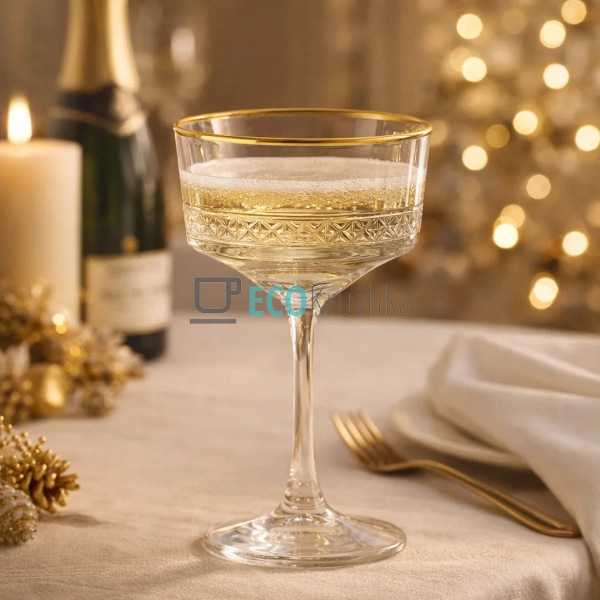 Келих для шампанського 260 мл золотий обідок Elysia (440 ...