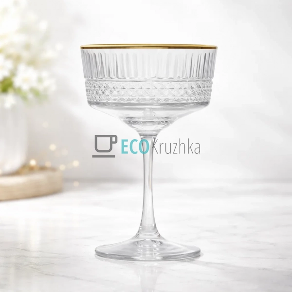 Келих для шампанського 260 мл золотий обідок Elysia (440 ...
