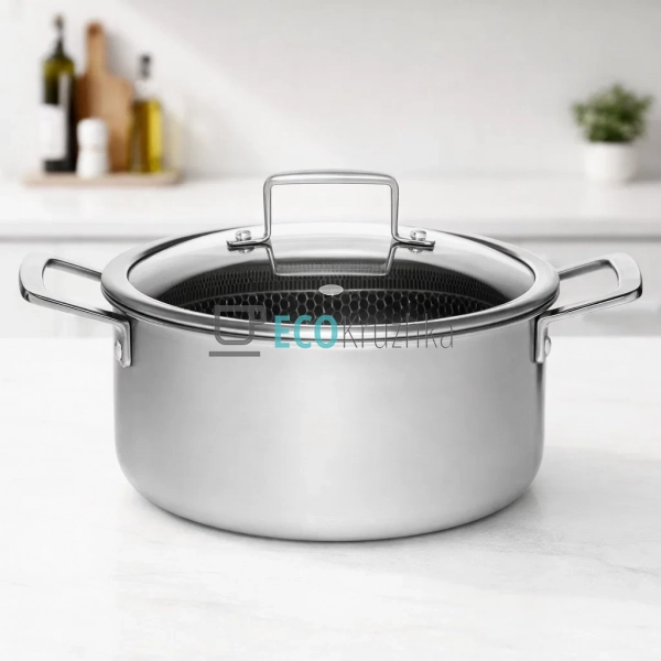 Каструля 8.3л нержавіюча професійна з кришкою 28х14.5 см ...