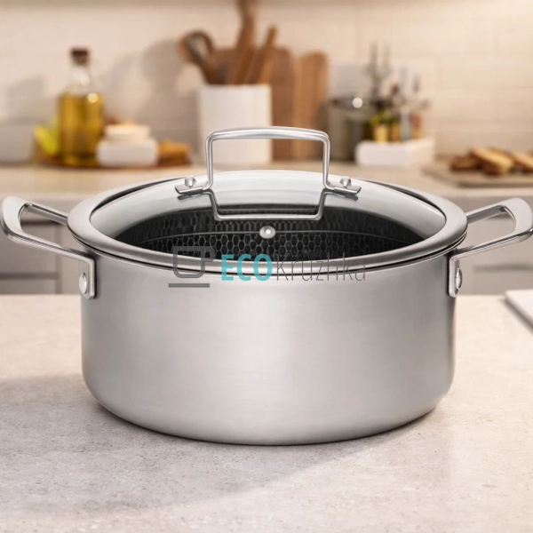 Каструля 6л нержавіюча професійна з кришкою 24х13 см Ede ...