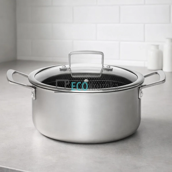 Каструля 4.5л нержавіюча професійна з кришкою 22х12.5см  ...