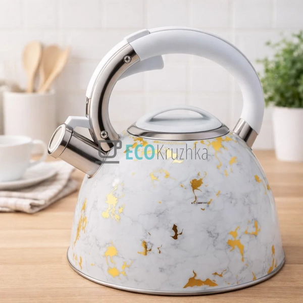 Чайник зі свистком 3 л Edenberg з нержавіючої сталі сіри ... Чайник зі свистком 3 л Edenberg з нержавіючої сталі сіри ...