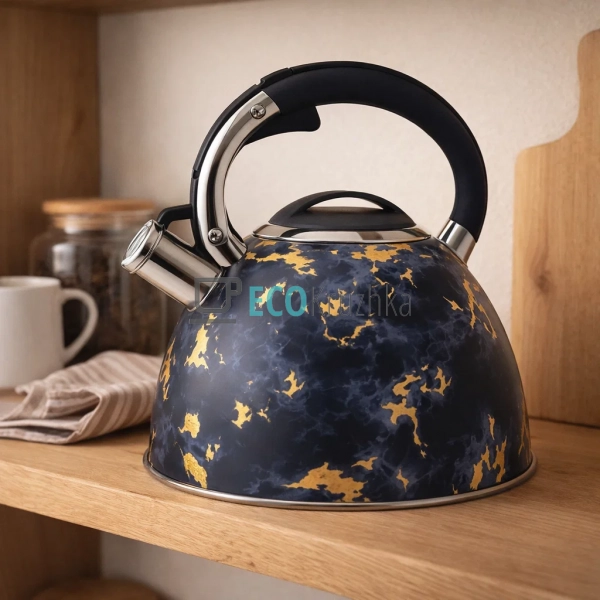 Чайник зі свистком 3 л Edenberg з нержавіючої сталі чорн ... Чайник зі свистком 3 л Edenberg з нержавіючої сталі чорн ...